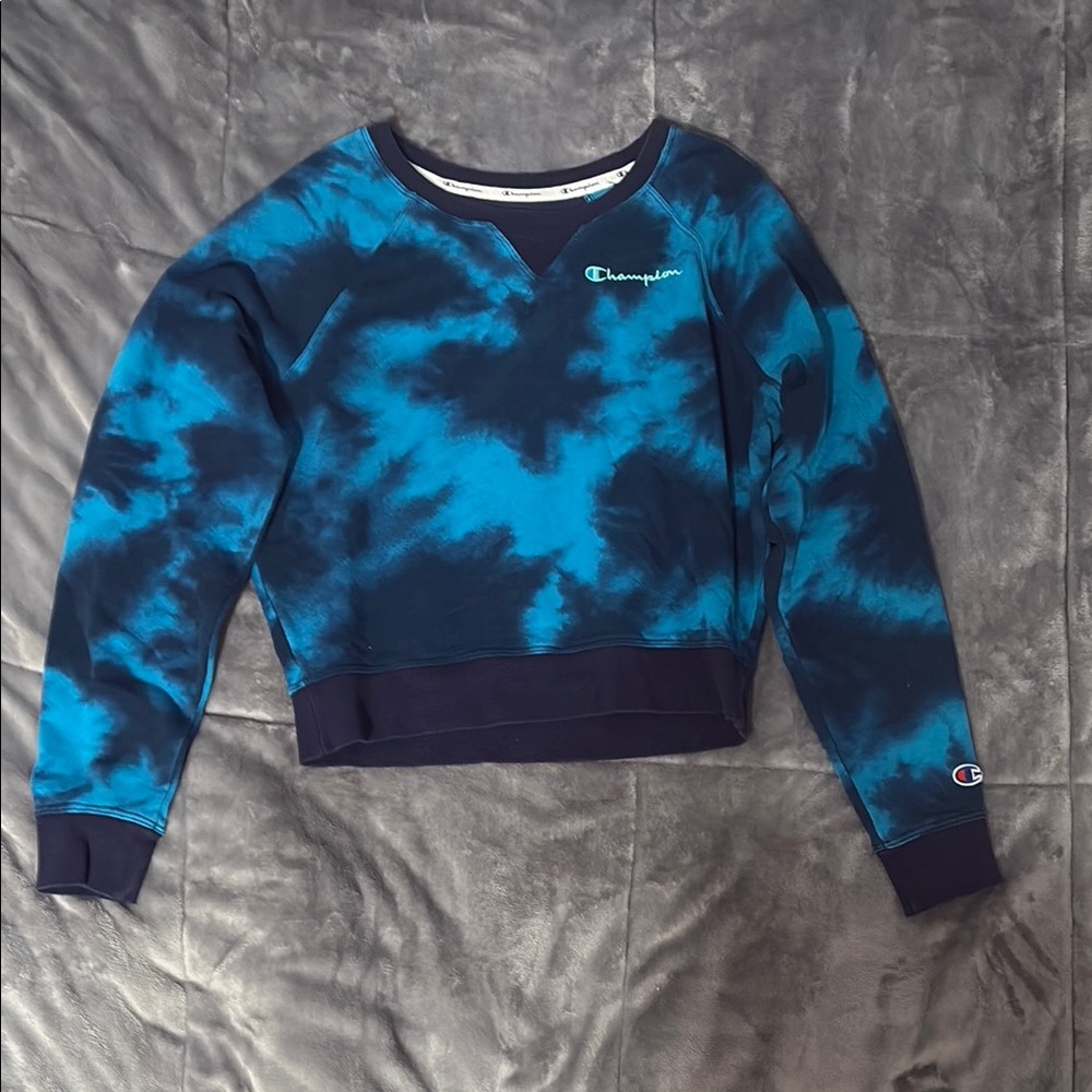 Champion Vivid Blue Tie-Dye Crew Neck